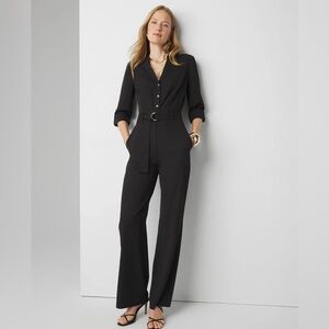 White House Black Market Long Sleeve Utility Jumpsuit size 14 Belted Pockets